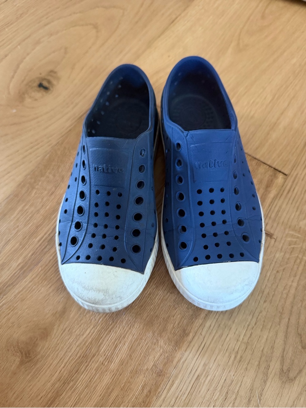 Native Kids Water Shoes in Blue with White Toe